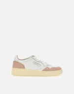 Sneakers Autry Donna In Pelle Bianca e Camoscio Rosa Glitterato art. AULW PK06