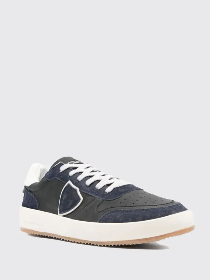 Sneakers Uomo Philippe Model Nice in Pelle e Camoscio Blu cod. VNLU WX66, foto 2 di 4