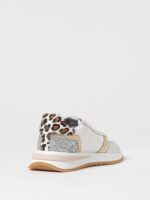 Sneakers Donna Philippe Model Tropez 2.1 in Tessuto Bianco Dettagli Oro e Spoiler Leopardato cod. TYLD WML1 - immagine 3