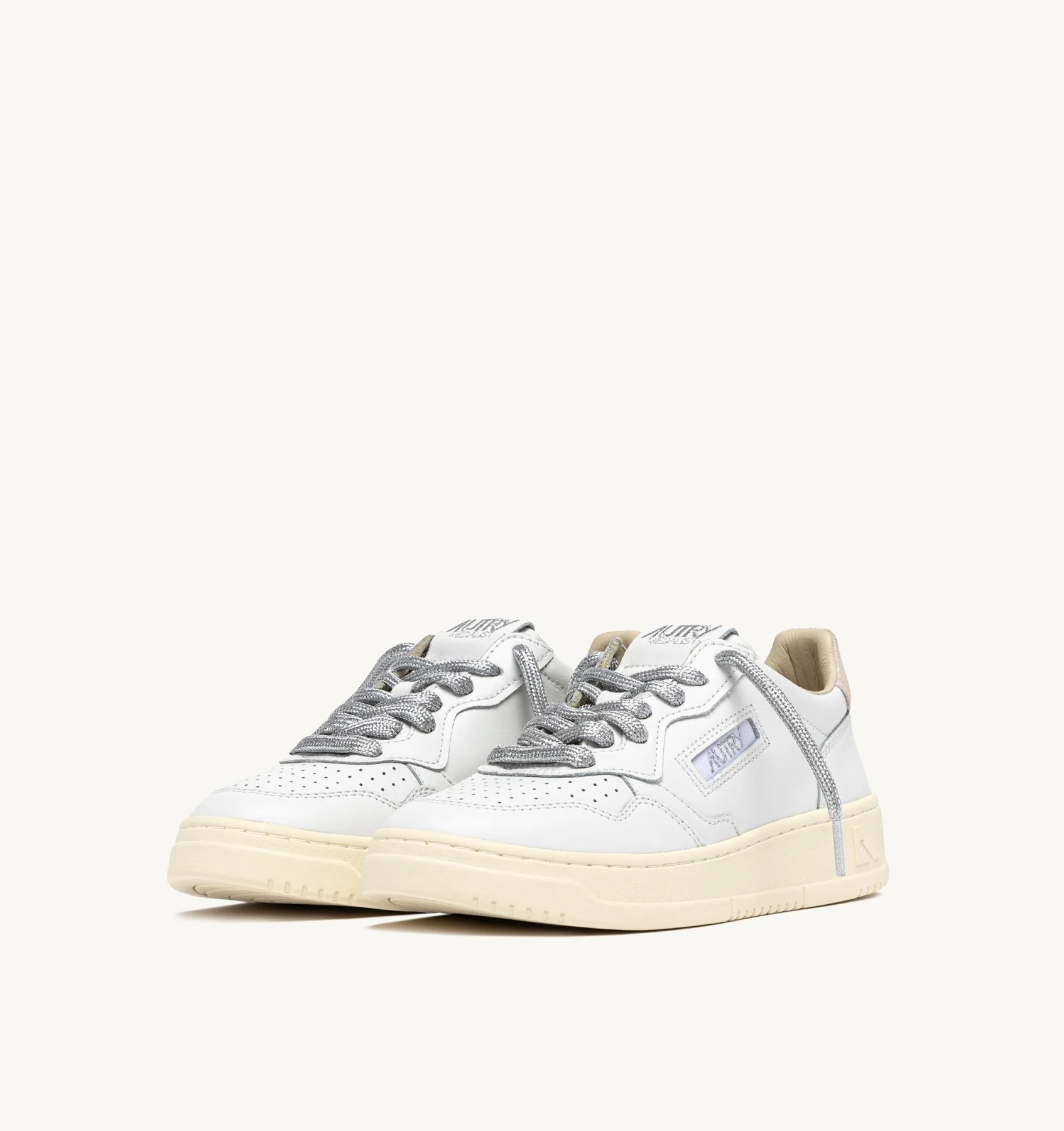 Sneakers Autry Donna in Pelle Bianca con Laccio Argento art. AULW SW02 - immagine 2