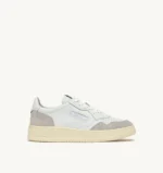 Sneakers Autry Donna In Pelle Bianca e Camoscio Beige Glitterato art. AULW PK01