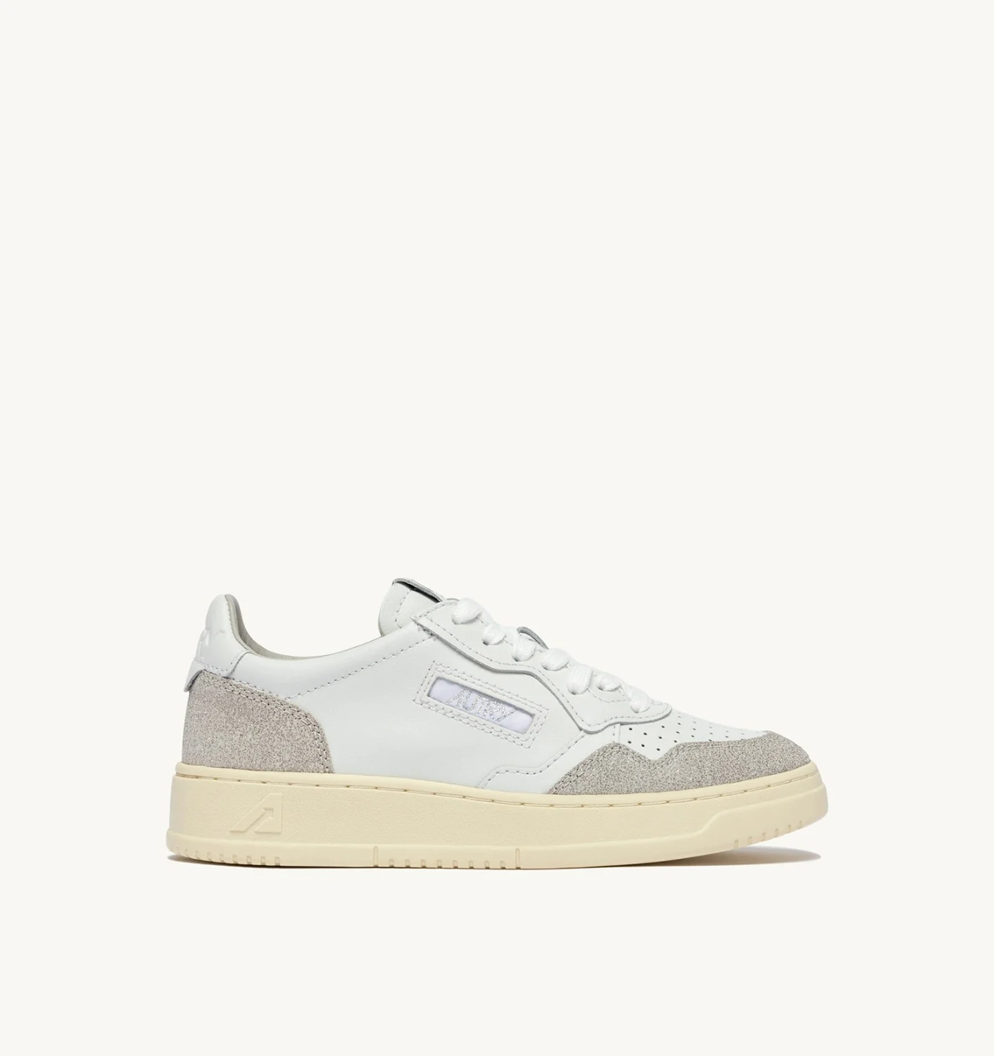 Sneakers Autry Donna In Pelle Bianca e Camoscio Beige Glitterato art. AULW PK01 - immagine 1