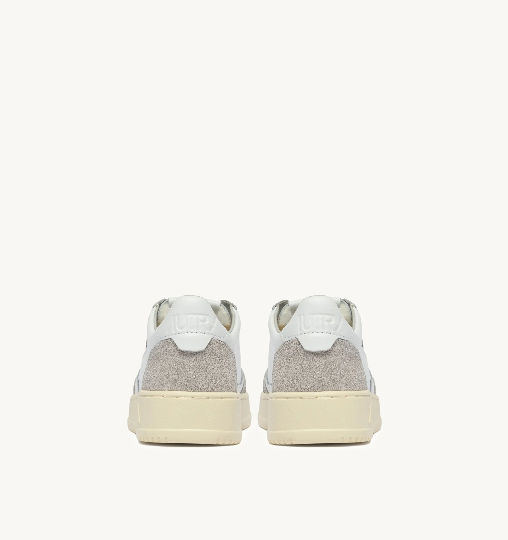 Sneakers Autry Donna In Pelle Bianca e Camoscio Beige Glitterato art. AULW PK01 - immagine 5