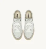 Sneakers Autry Donna In Pelle Bianca e Camoscio Beige Glitterato art. AULW PK01 - immagine 3