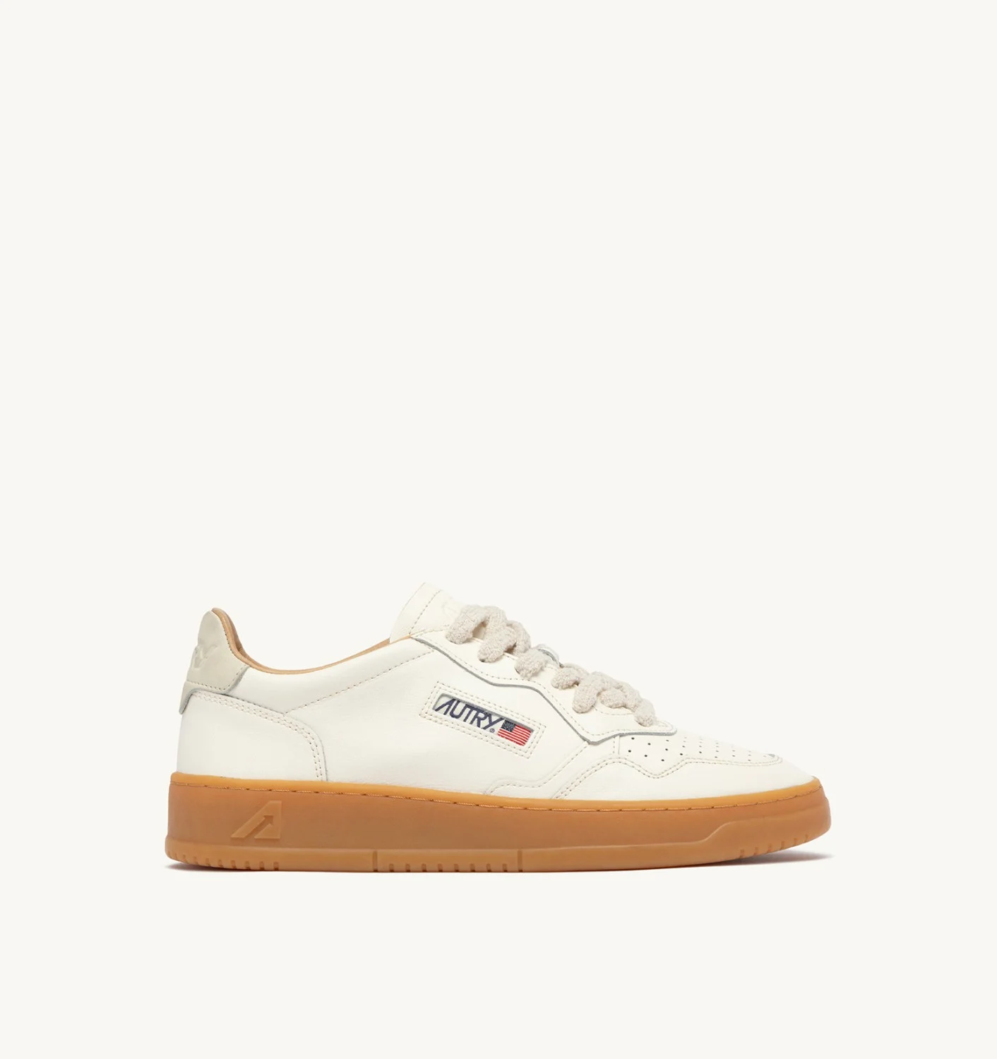 Sneakers Autry Donna In Pelle Bianca e Fondo Beige Scuro art. AULW BD01 - immagine 1
