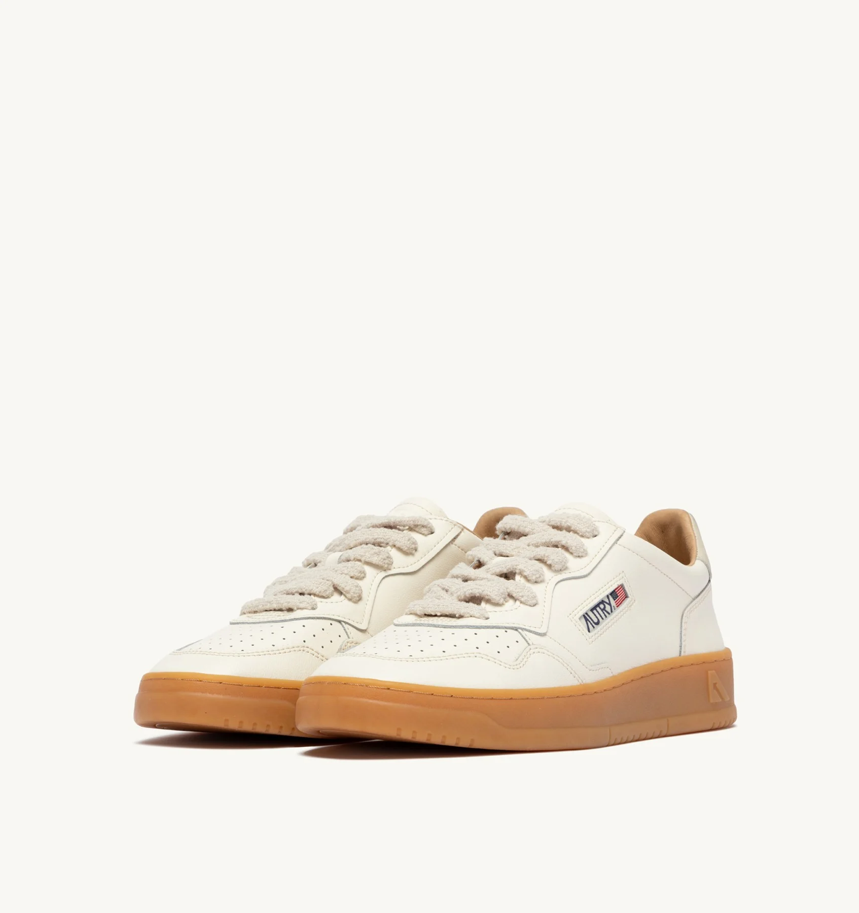 Sneakers Autry Donna In Pelle Bianca e Fondo Beige Scuro art. AULW BD01 - immagine 2