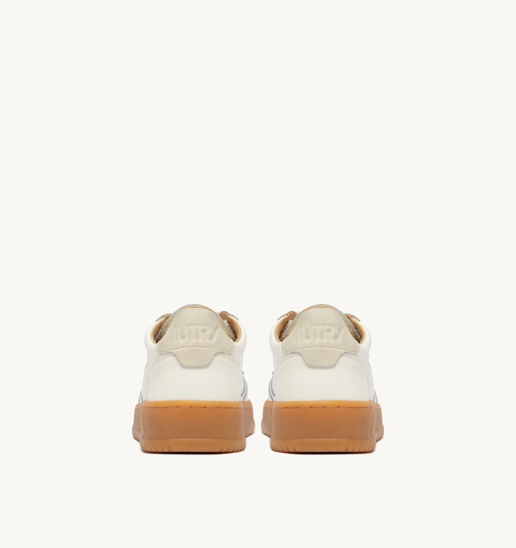 Sneakers Autry Donna In Pelle Bianca e Fondo Beige Scuro art. AULW BD01 - immagine 5