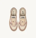 Sneakers Autry Medalist Donna Super Vintage in Pelle Bianca, Pelle Rosa Tallone Argento art. AVLW MT06 - immagine 4