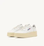 Sneakers Autry Platform Donna in Pelle Bianca con Spoiler Argento art. PTLW LL05 - immagine 2