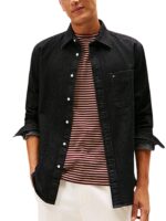 Camicia Uomo Tommy Hilfiger regular fit in Black Denim con bandierina cod MW0MW40494 1BY