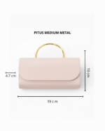 Borsa a Mano Media Salce Con Tracolla Color Rosa Pastello Manico in Metallo art. Pitus Metal Medium Pink - immagine 2