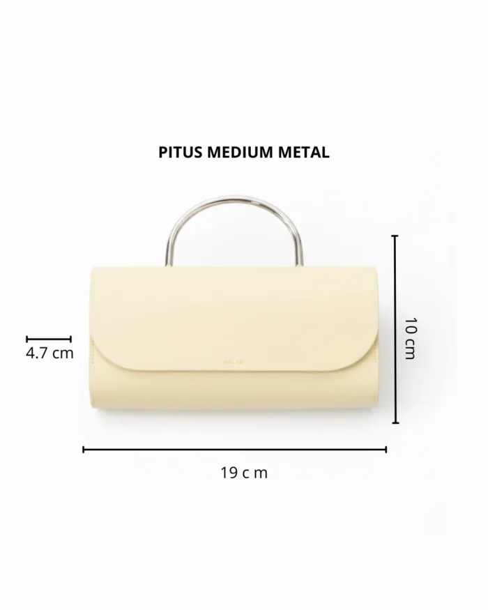 Borsa a Mano Media Salce Con Tracolla Color Giallo Pastello Manico in Metallo art. Pitus Metal Medium Yellow, foto 2 di 2