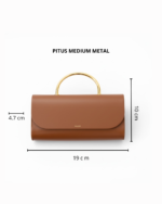 Borsa a Mano Media Salce Con Tracolla Color Biscotto Manico in Metallo art. Pitus Metal Medium Light Brown - immagine 2