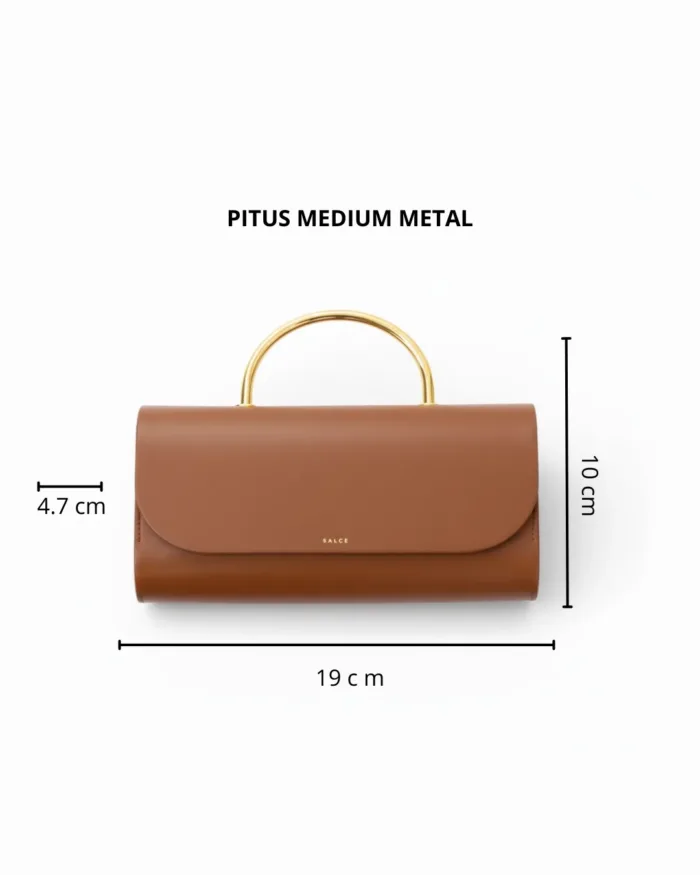 Borsa a Mano Media Salce Con Tracolla Color Biscotto Manico in Metallo art. Pitus Metal Medium Light Brown, foto 2 di 2