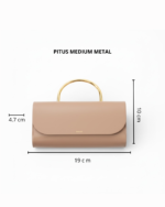 Borsa a Mano Media Salce Con Tracolla Color Nude Manico in Metallo art. Pitus Metal Medium Nude - immagine 2