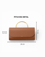 Borsa a Mano Grande Salce con Tracolla Color Biscotto Manico in Metallo art. Pitus Metal Big Light Brown - immagine 2
