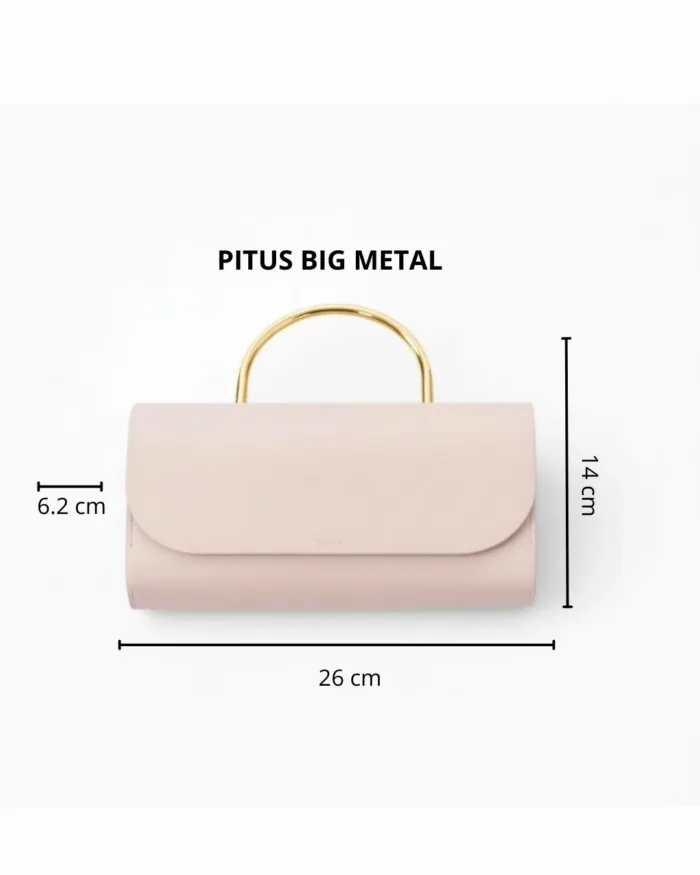 Borsa a Mano Grande Salce Con Tracolla Color Rosa Pastello Manico in Metallo art. Pitus Metal Big Pink, foto 2 di 2