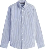 Camicia Uomo Tommy Hilfiger TH Flex regular fit in Cotone a righe Blu Fondo Bianco cod MW0MW41403 0A4