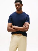 T-shirt Uomo Tommy Hilfiger regular fit Blu Notte in Cotone con Bandierina cod MW0MW37508 DW5