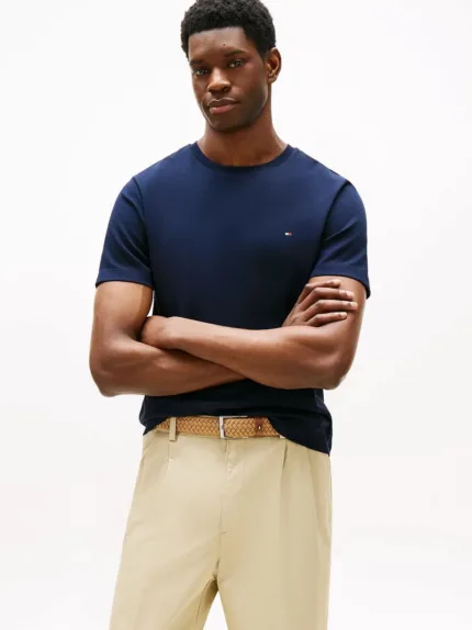 T-shirt Uomo Tommy Hilfiger regular fit Blu Notte in Cotone con Bandierina cod MW0MW37508 DW5