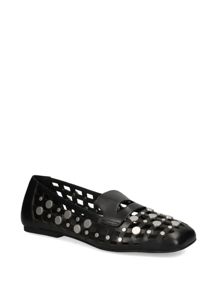 Mocassino Donna Ash in Pelle Traforata Nera e Borchie art. Ash Bali, foto 2 di 4