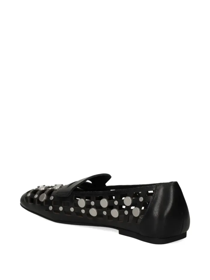 Mocassino Donna Ash in Pelle Traforata Nera e Borchie art. Ash Bali, foto 4 di 4