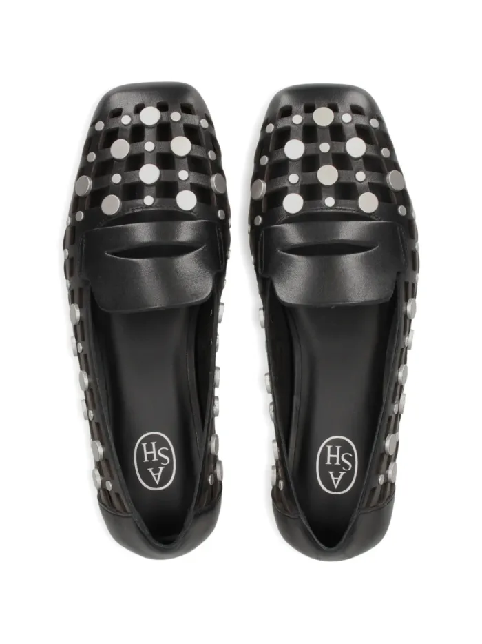 Mocassino Donna Ash in Pelle Traforata Nera e Borchie art. Ash Bali, foto 3 di 4