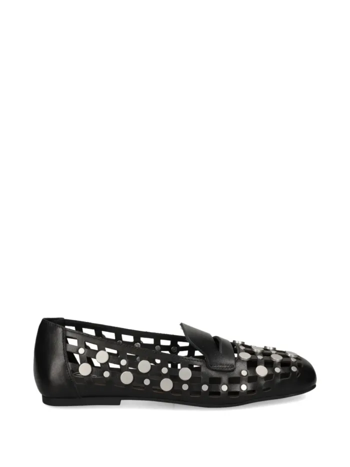 Mocassino Donna Ash in Pelle Traforata Nera e Borchie art. Ash Bali, foto 1 di 4