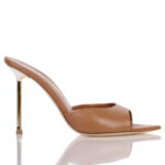 Sabot Mules Ninalilou in Pelle Cuoio Tacco Oro 10 cm art. 361008PX