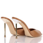 Sabot Mules Ninalilou in Pelle Cuoio Tacco Oro 10 cm art. 361008PX - immagine 4