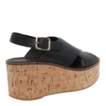 Sandali Paloma Barcelò Donna con Zeppa in Sughero 8 cm e Plateau 4 cm in Pelle Nera art. Nus Calidis Black - immagine 3