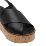 Sandali Paloma Barcelò Donna con Zeppa in Sughero 8 cm e Plateau 4 cm in Pelle Nera art. Nus Calidis Black - immagine 2