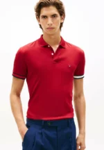 Polo Slim Fit in Maglina Cotone Uomo Tommy Hilfiger Rosso Rubino art. MW0MW42743 XIT