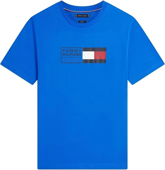 T-shirt Regular fit in jersey Uomo Tommy Hilfiger Blu Elettrico con Logo art. MW0MW42366 C7F, foto 3 di 3