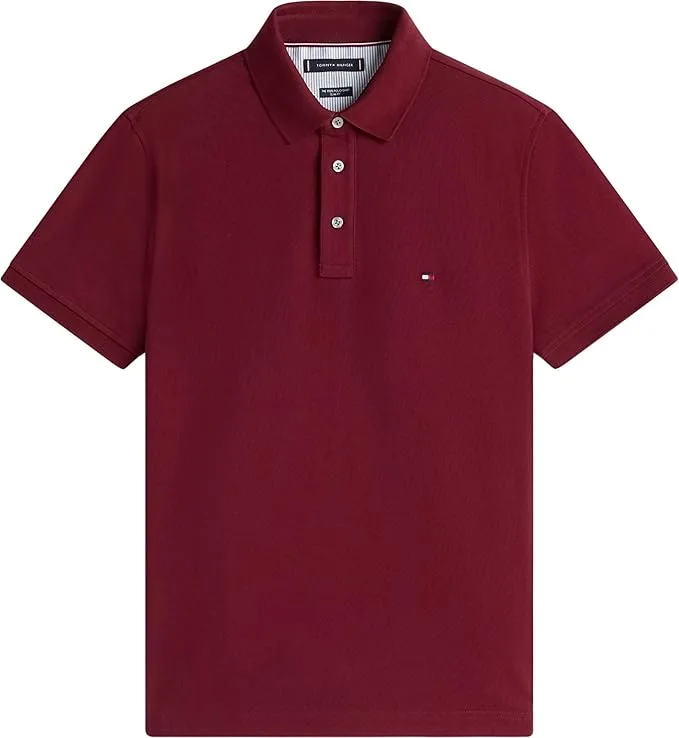 Polo Slim fit in piqué di cotone Uomo Tommy Hilfiger Bordeaux art. MW0MW17771 VLP, foto 2 di 2