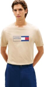 T-shirt Regular fit in jersey Uomo Tommy Hilfiger Beige con Logo art. MW0MW42366 RBT