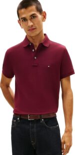 Polo Slim fit in piqué di cotone Uomo Tommy Hilfiger Bordeaux art. MW0MW17771 VLP
