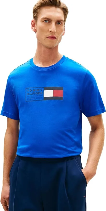T-shirt Regular fit in jersey Uomo Tommy Hilfiger Blu Elettrico con Logo art. MW0MW42366 C7F, foto 1 di 3