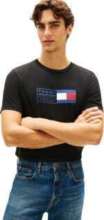 T-shirt Regular fit in jersey Uomo Tommy Hilfiger Nera con Logo art. MW0MW42366 BDS
