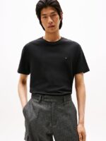 T-shirt Uomo Tommy Hilfiger regular fit Nera in Cotone con Bandierina cod MW0MW37508 BDS - immagine 2