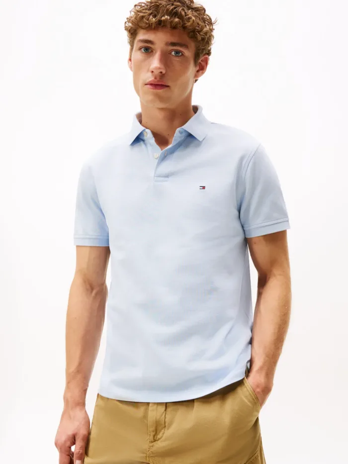 Polo 1985 regular fit in piqué Uomo Tommy Hilfiger Celeste art. MW0MW17770 C10, foto 1 di 3