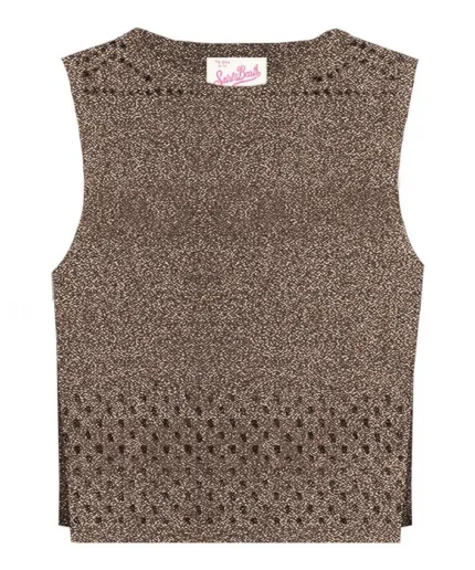 Top Mc2 Saint Barth Marrone art. Aire Crochet Mesh Lurex 13L Nut