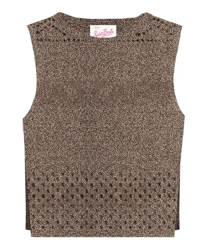 Top Mc2 Saint Barth Marrone art. Aire Crochet Mesh Lurex 13L Nut, foto 1 di 1
