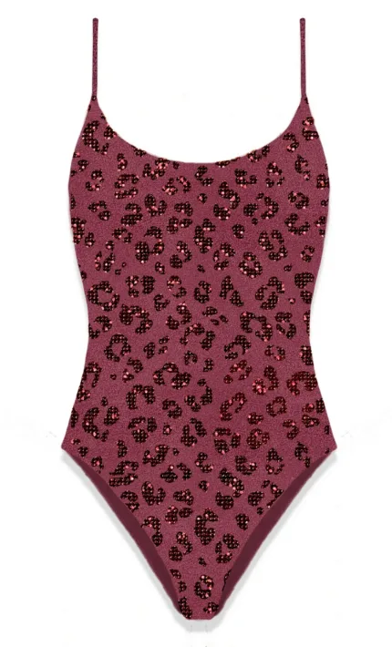 Costume Intero Mc2 Saint Barth Bordeaux art. Cecille P Shiny Strass Leopard 45