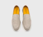 Mocassino Uomo Doucal's In Camoscio Beige Sabbia con Fondo Gomma Bianco Art. DU3413NWMAUY009GC15 - immagine 3
