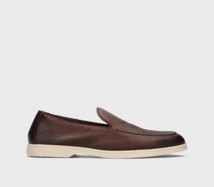 Mocassino Uomo Doucal's In Pelle Marrone con Fondo Gomma Bianco Art. DU3413NWMAUY054GM04