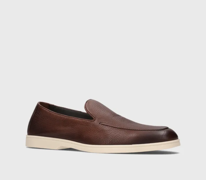 Mocassino Uomo Doucal's In Pelle Marrone con Fondo Gomma Bianco Art. DU3413NWMAUY054GM04, foto 2 di 3