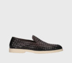 Mocassino Uomo Doucal's In Pelle Marrone Intrecciata con Fondo Gomma Bianco Art. DU3416NWMAUY195GM00