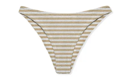 Slip Mutanda Vita Alta Mc2 Saint Barth Righe Bianche e Beige art. Elise W Crinkle Stripes 11 Ring