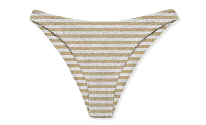 Slip Mutanda Vita Alta Mc2 Saint Barth Righe Bianche e Beige art. Elise W Crinkle Stripes 11 Ring, foto 1 di 1